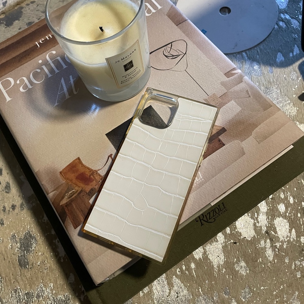 White Croc Texture Clear Edge Phone Case from Flaunt